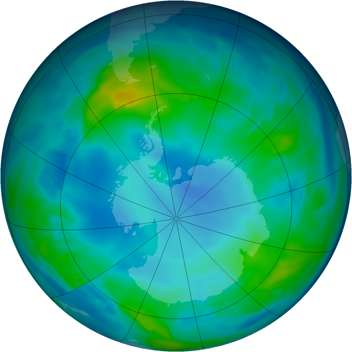 Antarctic ozone map for 12 May 2013
